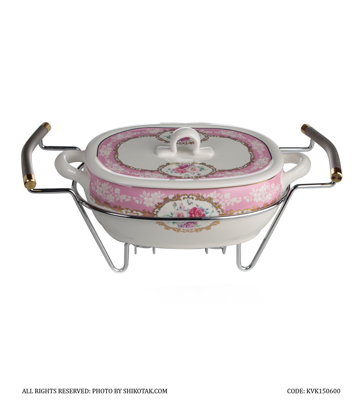 ظرف سوفله سرامیکی گل سرخی مستطیل کوچک