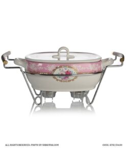 ظرف سوفله سرامیکی گل سرخی مستطیل کوچک