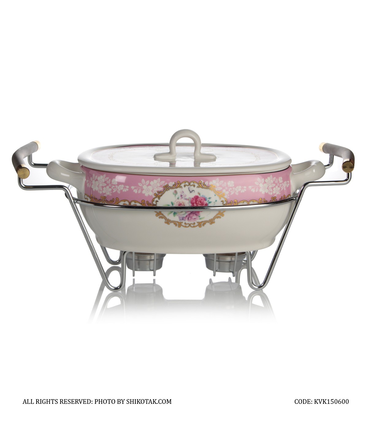 ظرف سوفله سرامیکی گل سرخی مستطیل کوچک