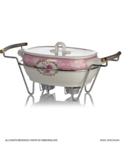 ظرف سوفله سرامیکی گل سرخی مستطیل کوچک