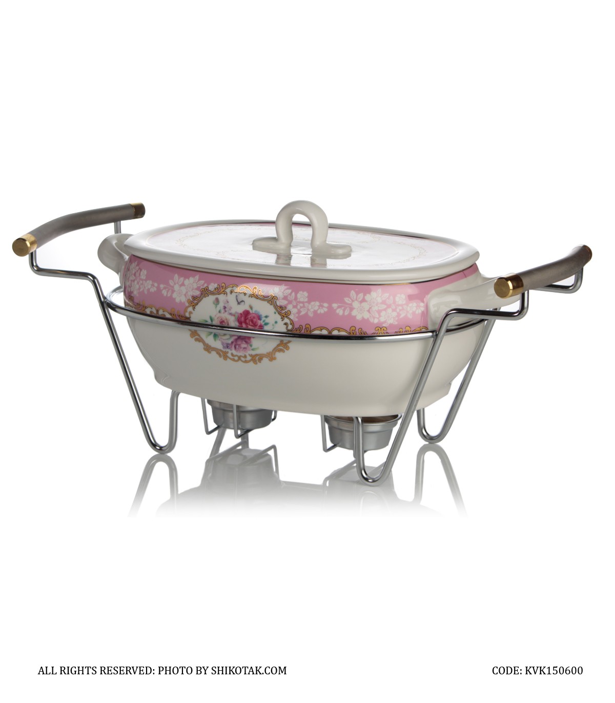 ظرف سوفله سرامیکی گل سرخی مستطیل کوچک