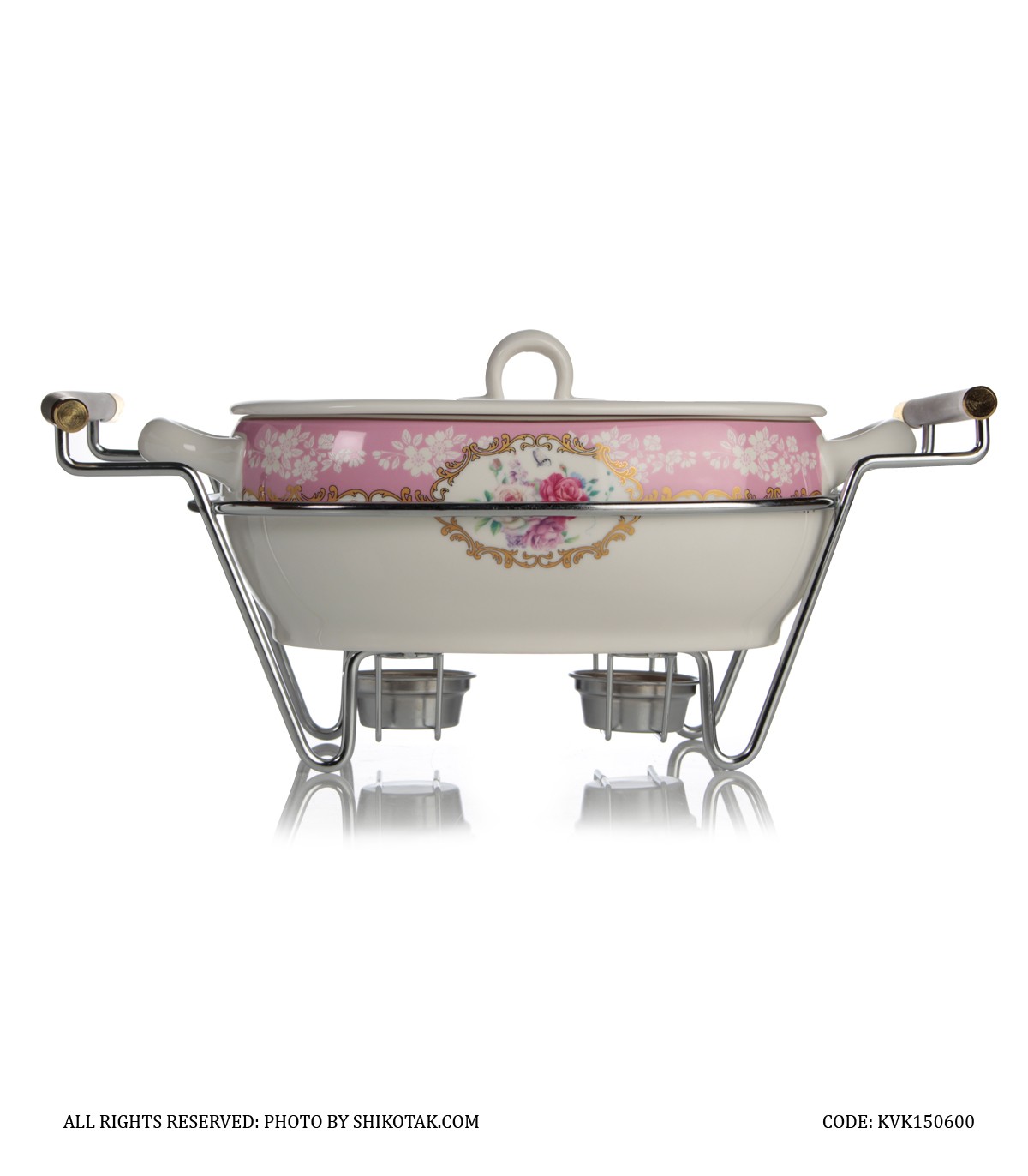 ظرف سوفله سرامیکی گل سرخی مستطیل کوچک