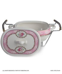 ظرف سوفله سرامیکی گل سرخی مستطیل کوچک