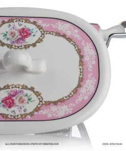 ظرف سوفله سرامیکی گل سرخی مستطیل کوچک