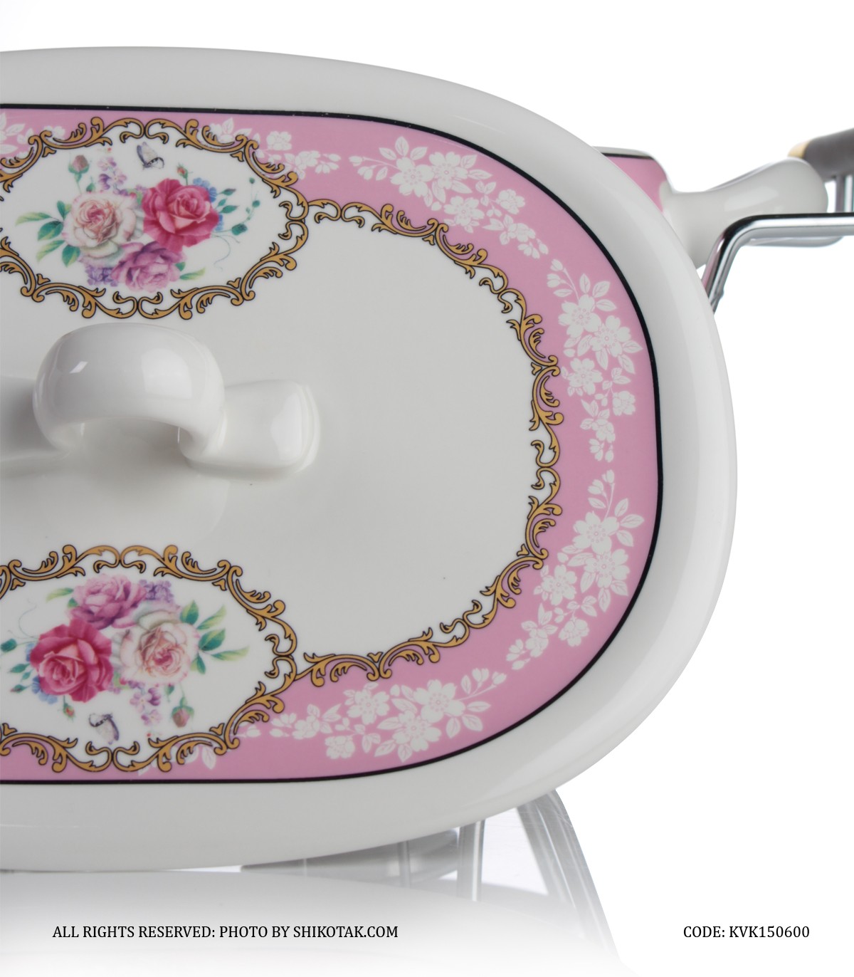 ظرف سوفله سرامیکی گل سرخی مستطیل کوچک