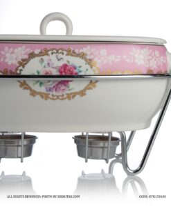 ظرف سوفله سرامیکی گل سرخی مستطیل کوچک