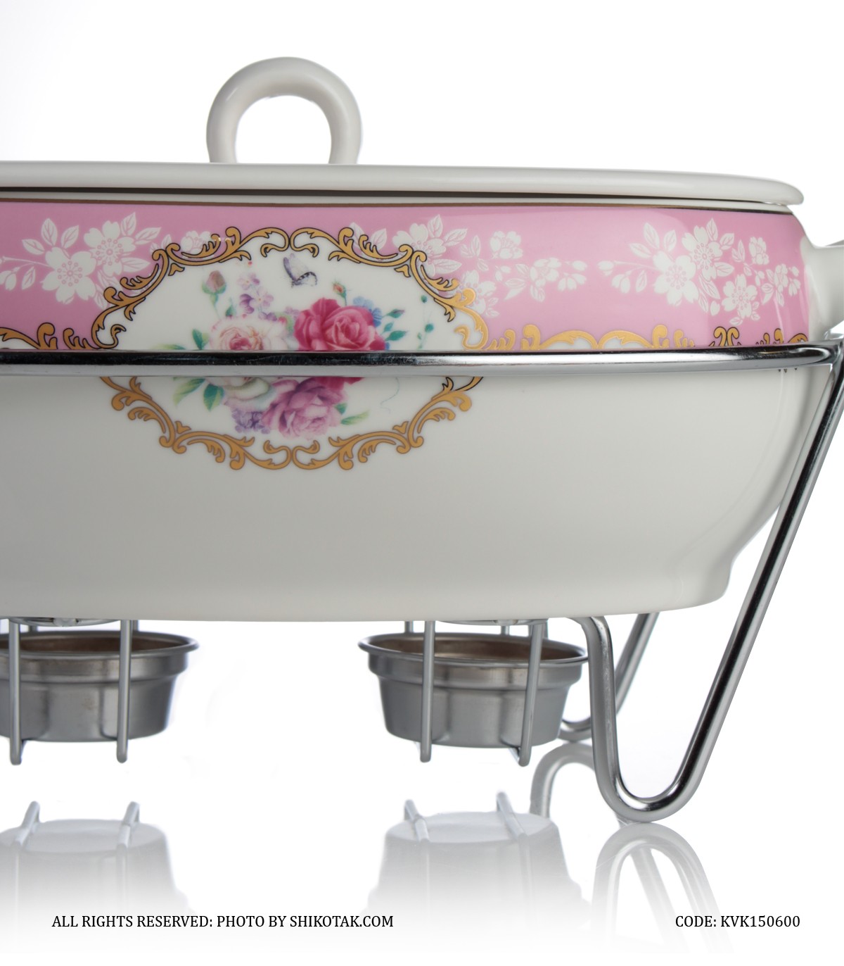 ظرف سوفله سرامیکی گل سرخی مستطیل کوچک