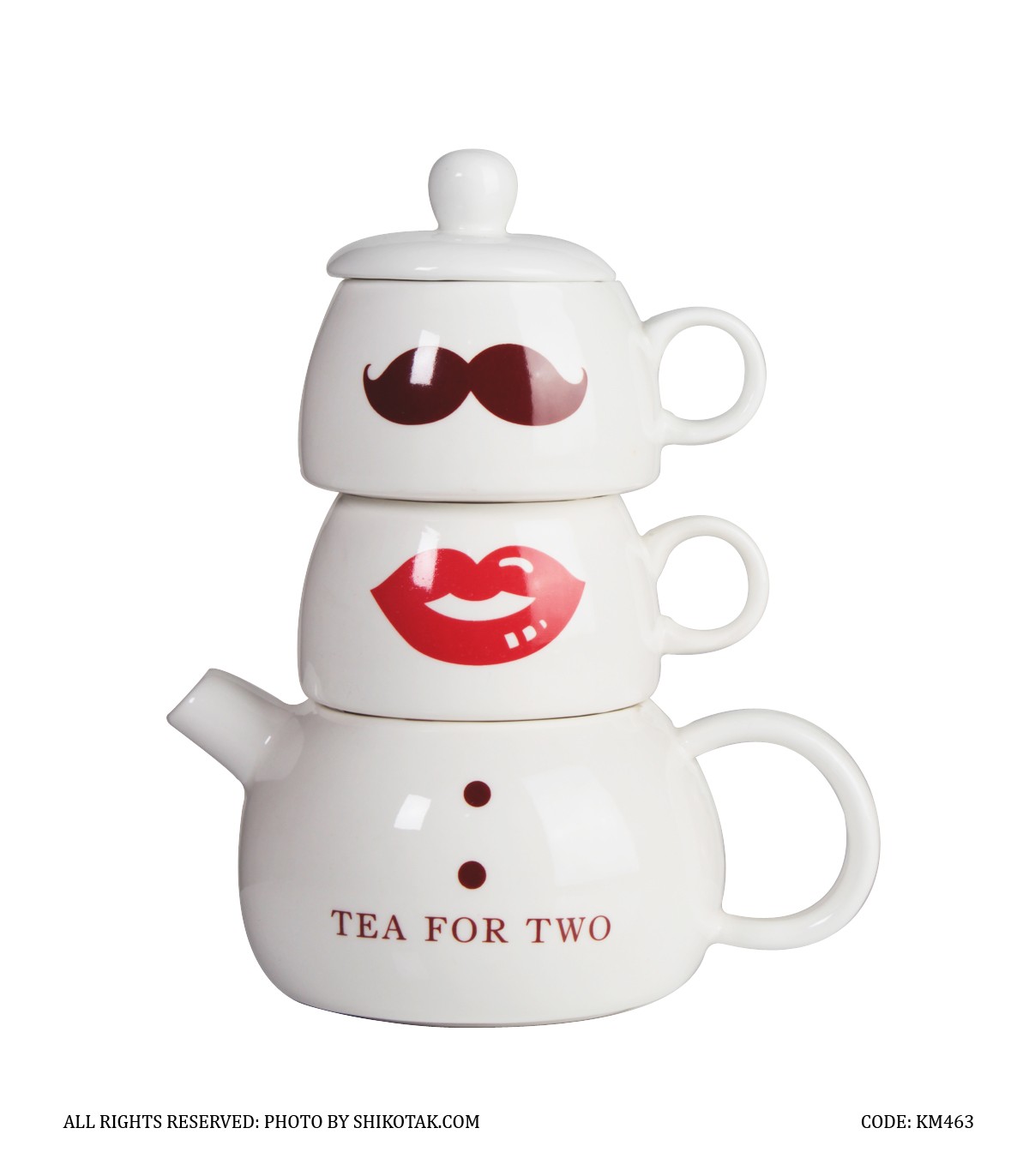 قوری دو کاپ طرح لبخند و سیبیل