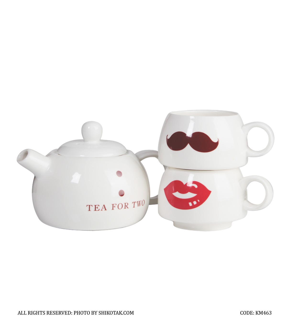 قوری دو کاپ طرح لبخند و سیبیل