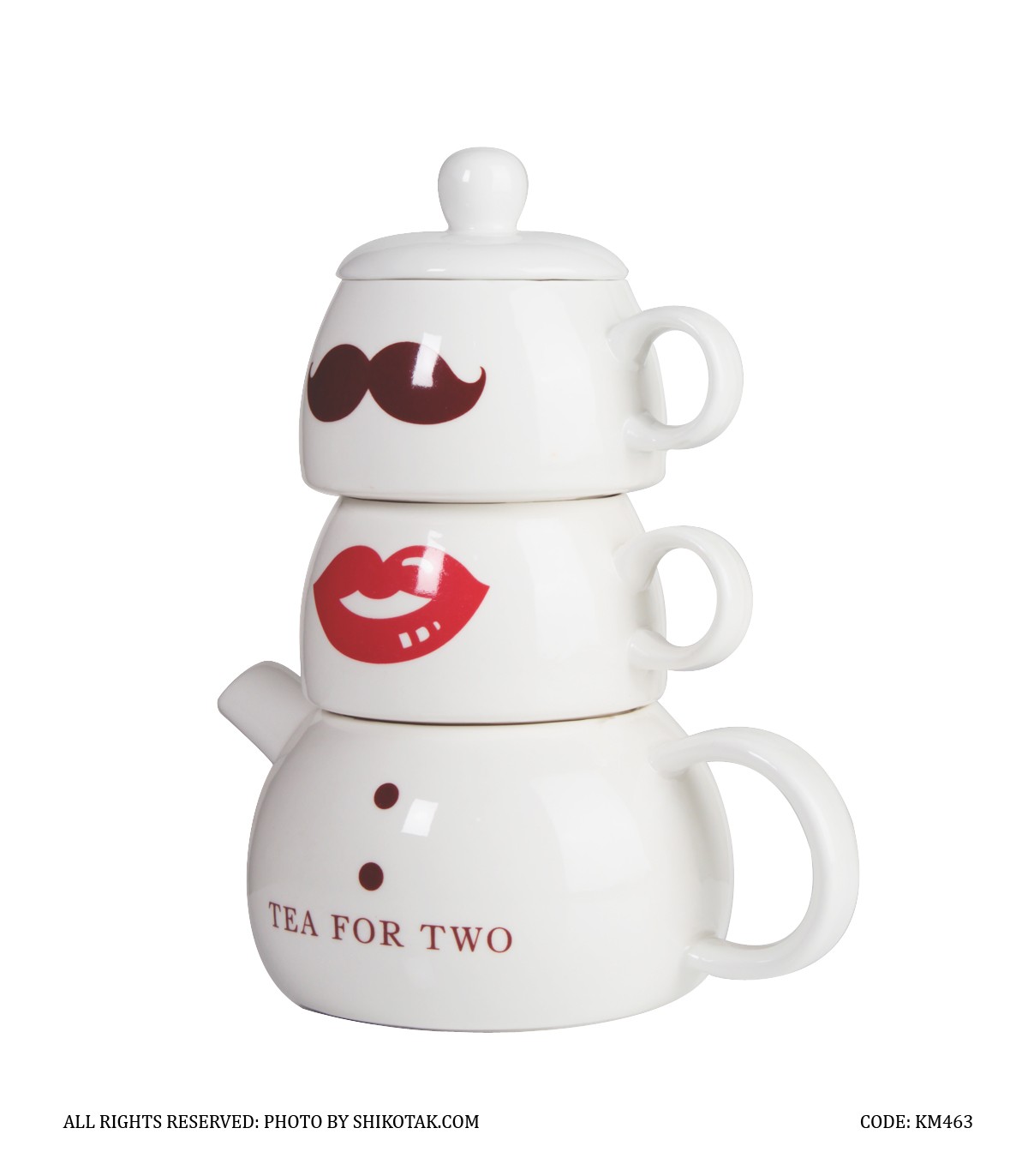 قوری دو کاپ طرح لبخند و سیبیل