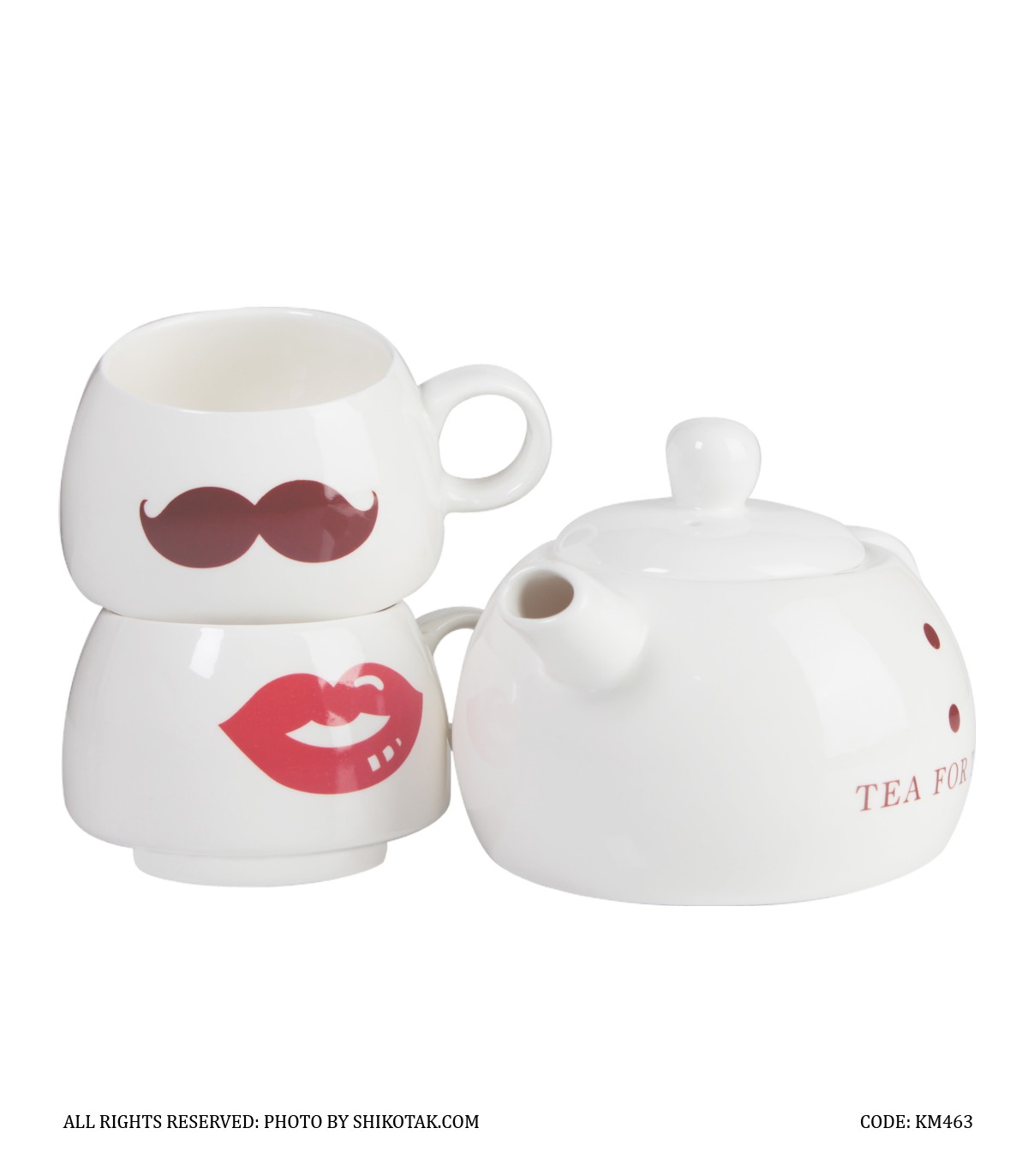 قوری دو کاپ طرح لبخند و سیبیل