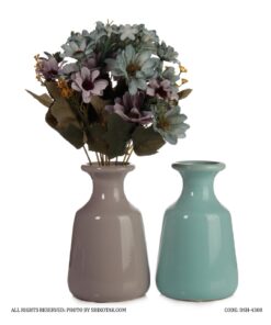 گلدان سرامیکی کوتاه رومیزی مدل مروارید