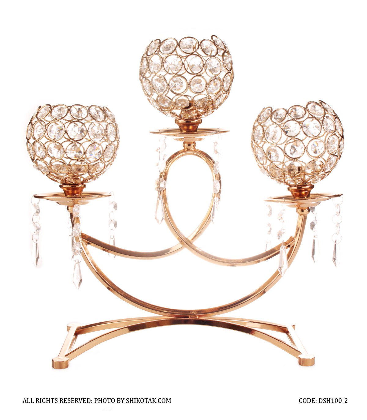 جاشمعی پایه دار 3 شعله پاپیونی