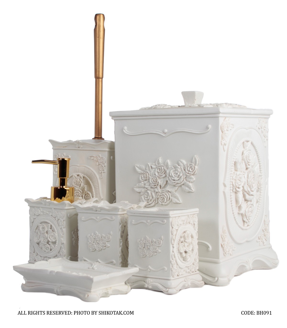 ست لوازم سرویس بهداشتی طرح گل رز