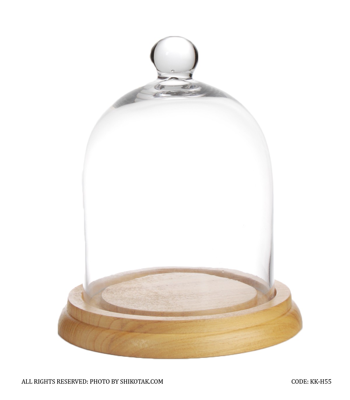 ظرف کاپ کیک پایه چوبی بامبو با  درب شیشه ای مدل H55