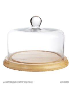 کیک خوری چوبی بامبو با درب شیشه ای مدل H53