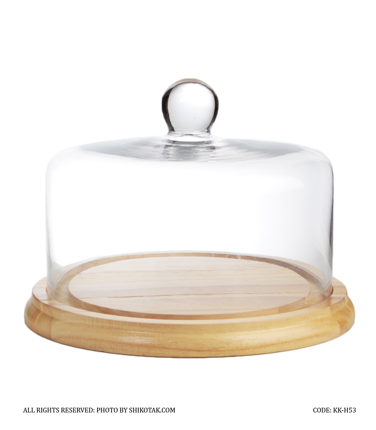 کیک خوری چوبی بامبو با درب شیشه ای مدل H53