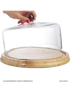 کیک خوری چوبی بامبو با درب شیشه ای مدل H53