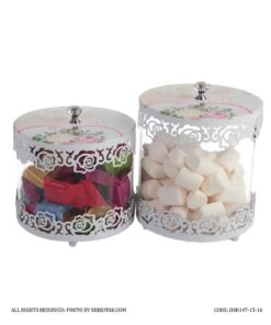 کندی باکس سفید درب گلدار الماسی مدل Rosaline