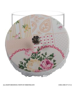 کندی باکس سفید درب گلدار الماسی مدل Rosaline