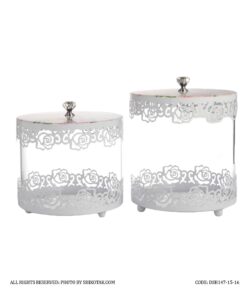 کندی باکس سفید درب گلدار الماسی مدل Rosaline