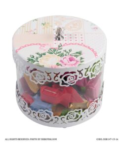 کندی باکس سفید درب گلدار الماسی مدل Rosaline