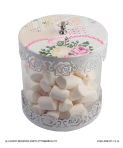 کندی باکس سفید درب گلدار الماسی مدل Rosaline