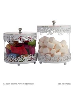 کندی باکس سفید درب گلدار الماسی مدل Rosaline