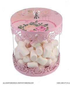 کندی باکس صورتی درب گلدار الماسی مدل Rosaline