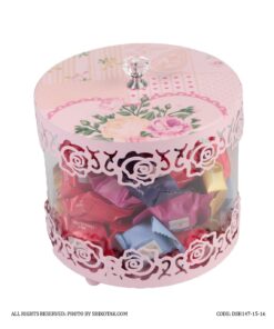 کندی باکس صورتی درب گلدار الماسی مدل Rosaline