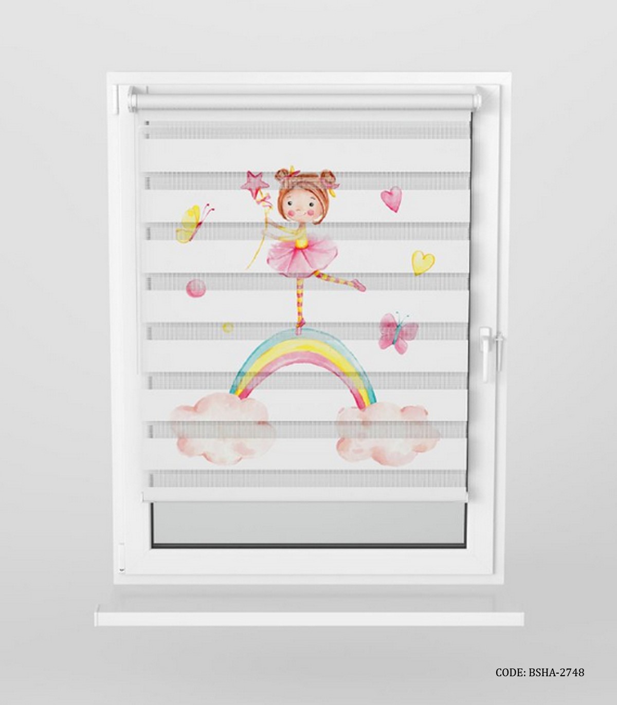 پرده زبرا اتاق کودک دخترانه طرح رنگین کمان مدل Rainbow