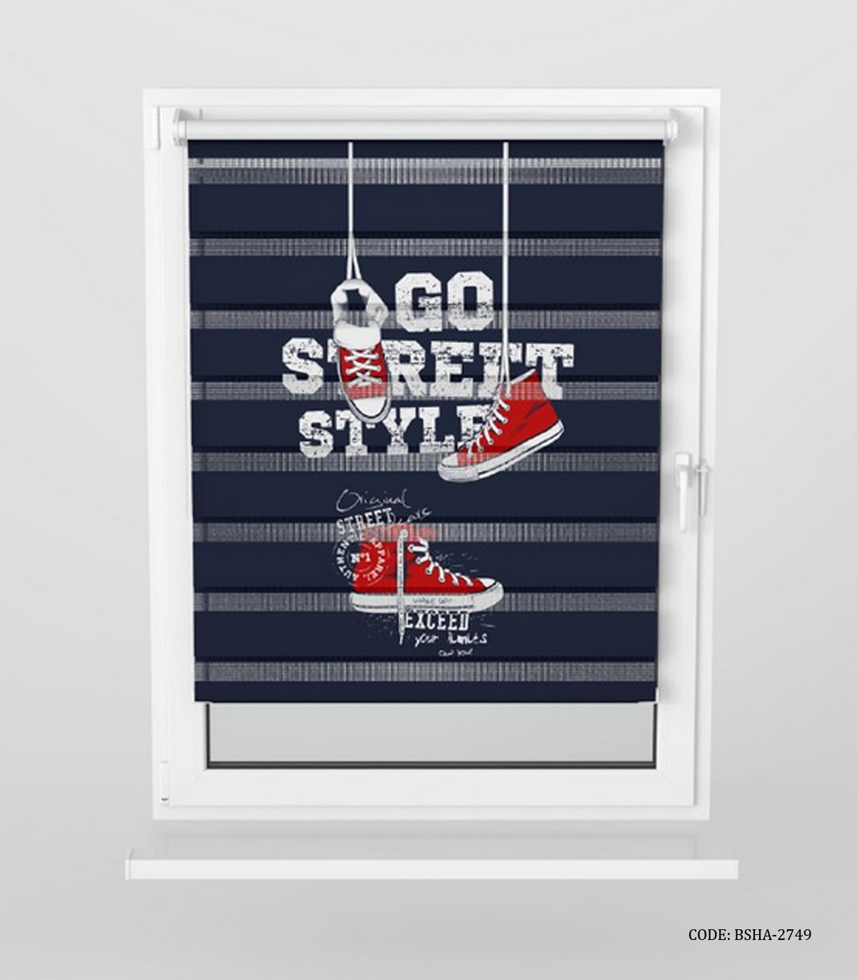 پرده زبرا اتاق کودک پسرانه مدل طرح کتونی مدل Street Style