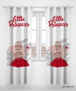 پرده پانچی دو تکه اتاق کودک دخترانه مدل Little Prancess