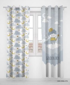 پرده پانچی دو تکه اتاق کودک پسرانه مدل Golden Boy