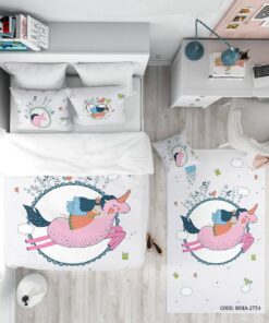 روتختی کودک 4 تکه دخترانه اسب تک شاخ مدل Unicorn