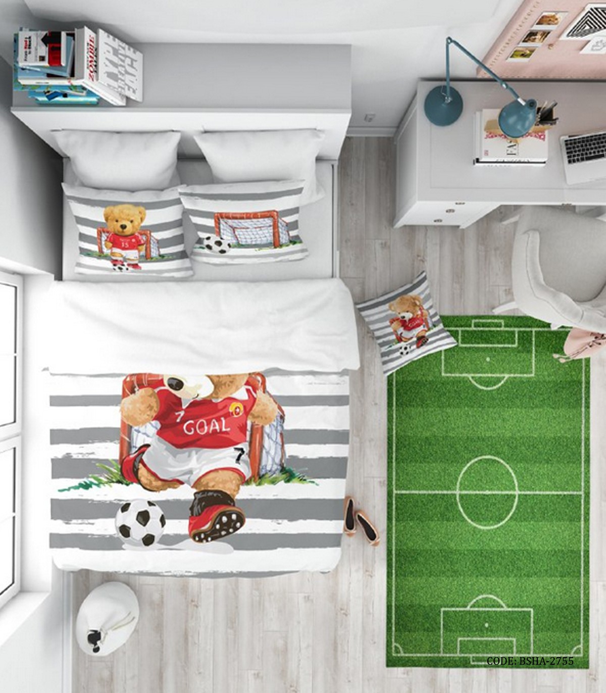 روتختی کودک پسرانه 4 تکه طرح خرس مدل Sooccer Player