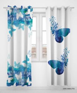 پرده پانچی دو تکه اتاق کودک دخترانه طرح پروانه مدل Dream Butterfly