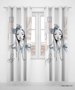 پرده پانچی دو تکه اتاق کودک دخترانه مدل Girls