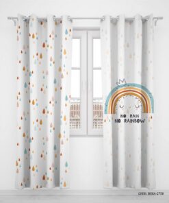 پرده پانچی دو تکه اتاق کودک پسرانه طرح رنگین کمان مدل No Rain