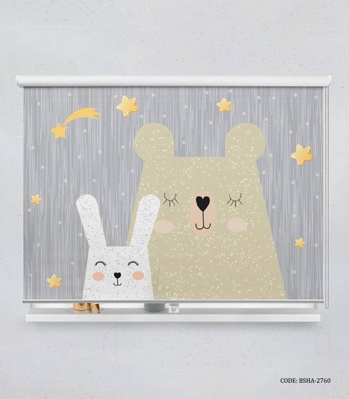 پرده شید اتاق کودک پسرانه طرح خرگوش و خرس مدل Happy Rabbit