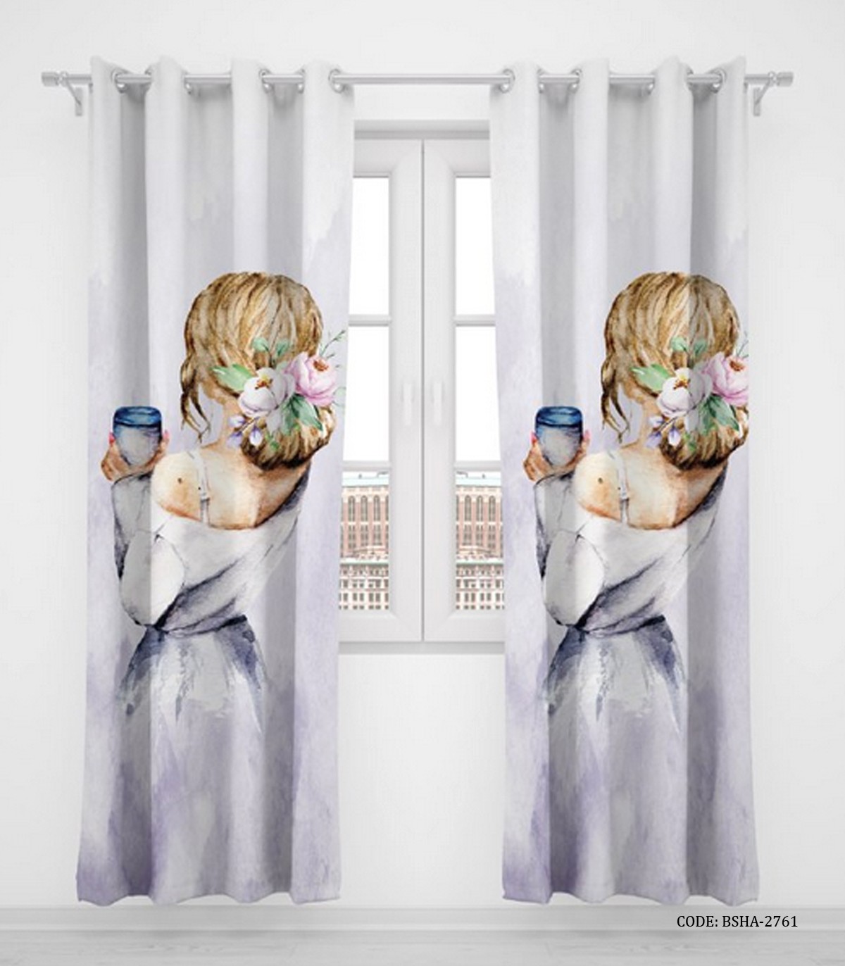 پرده پانچی دو تکه اتاق کودک دخترانه مدل Girl's World