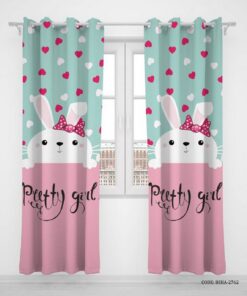 پرده پانچی دو تکه اتاق کودک دخترانه مدل Pretty Girl