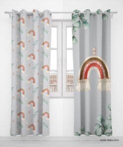 پرده پانچی دو تکه اتاق کودک پسرانه مدل Nice World