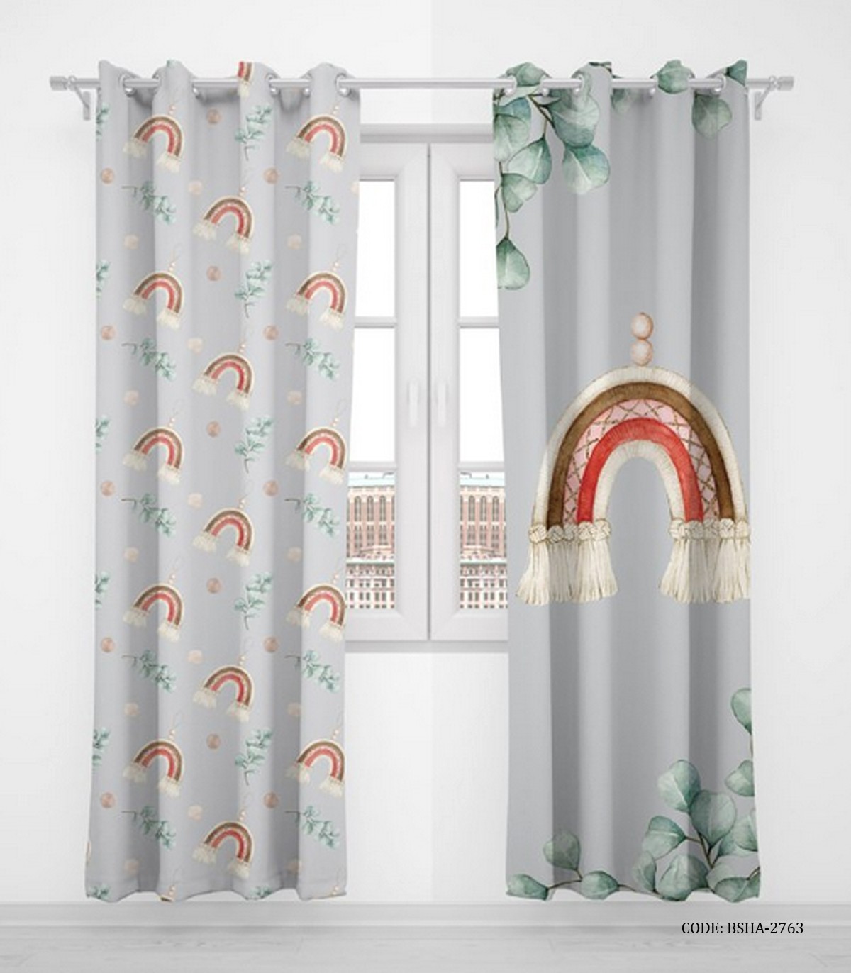 پرده پانچی دو تکه اتاق کودک پسرانه مدل Nice World