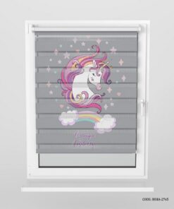 پرده زبرا اتاق کودک دخترانه اسب تک شاخ مدل Lovely Unicorn