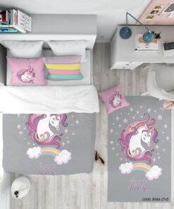 روتختی کودک دخترانه 4 تکه اسب تک شاخ مدل Lovely Unicorn