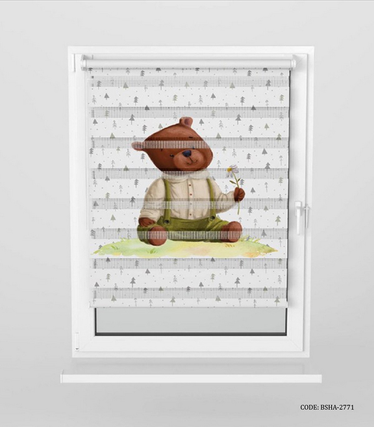 پرده زبرا اتاق کودک پسرانه طرح خرس مدل Smart Bear