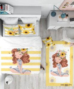 روتختی کودک دخترانه 4 تکه گل آفتابگردان مدل Sunflower