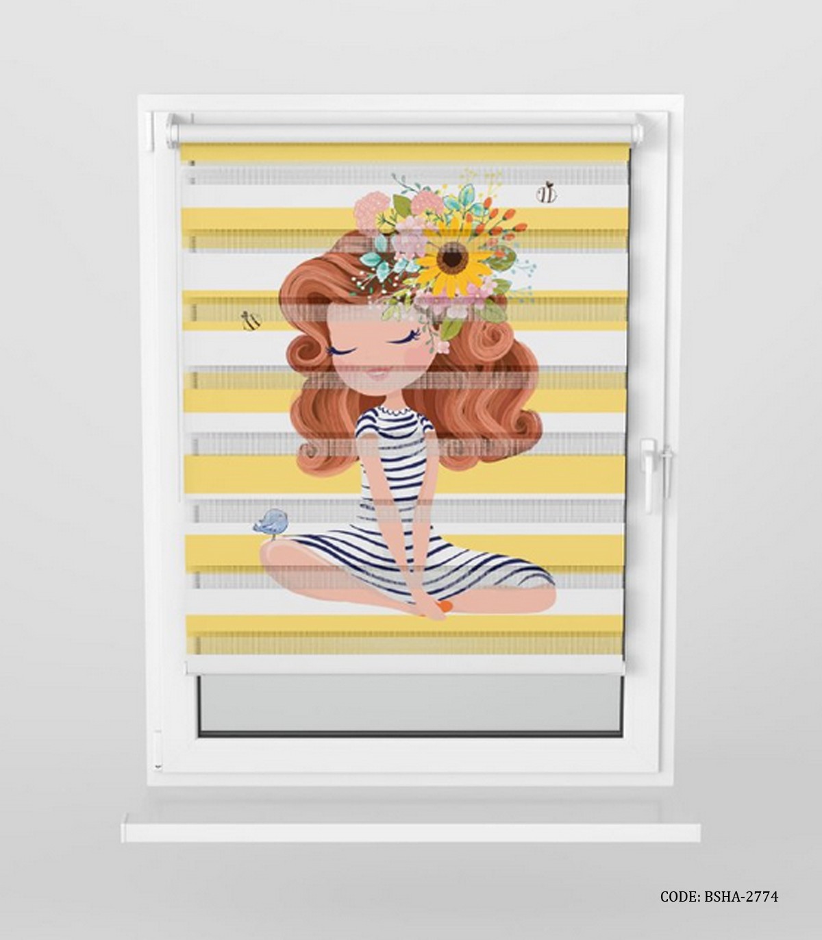 پرده زبرا اتاق کودک دخترانه گل آفتابگردان مدل Sunflower