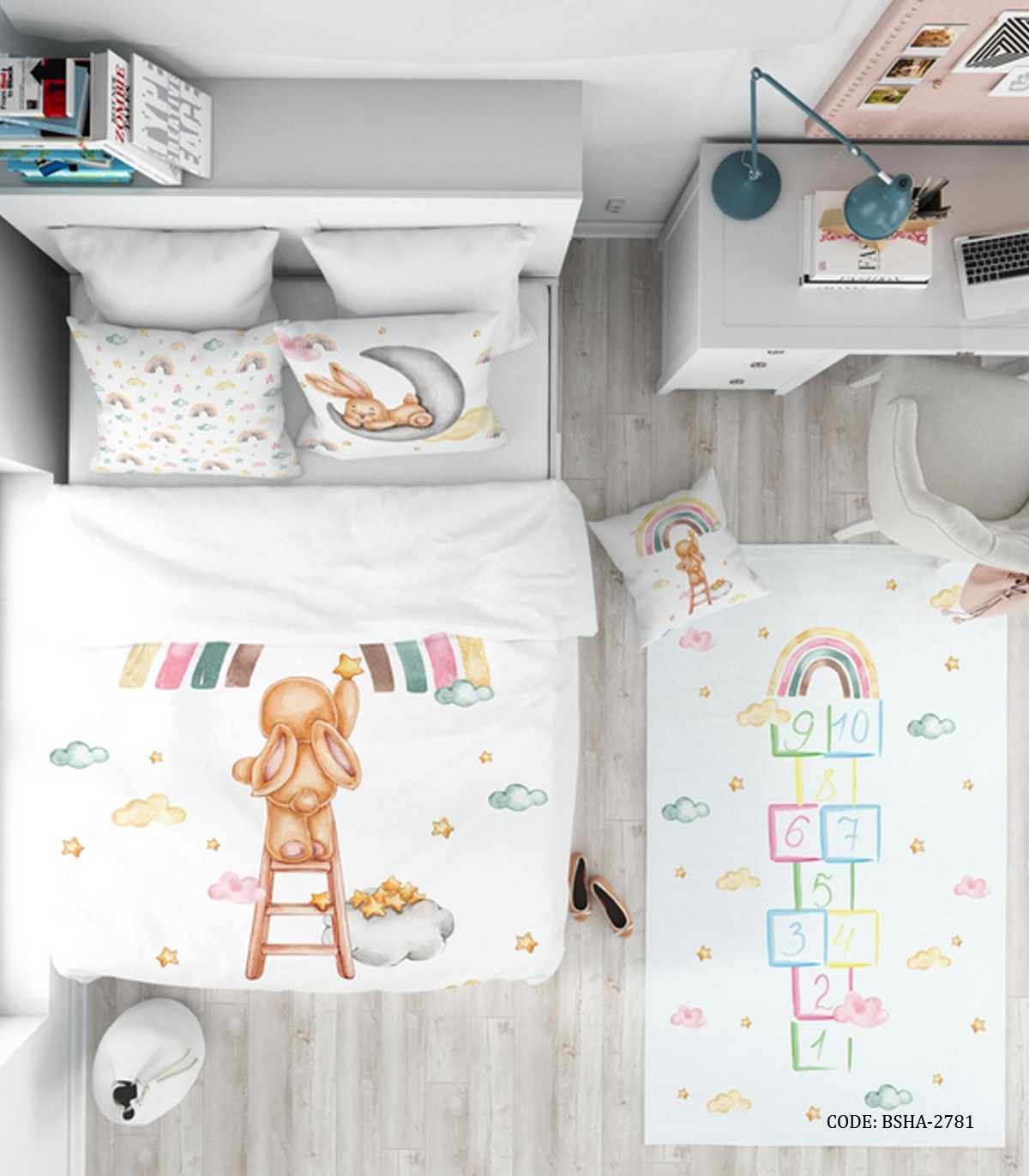 روتختی کودک دخترانه 4 تکه طرح خرگوش مدل Cute Rabbit